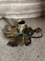 Vintage French Brass Candle Holder in Leaf Shape with Beautiful Natural ... - $67.62