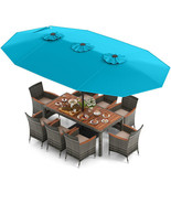 10 Pieces Patio Wicker Dining Set with 15 Feet Double-Sided Patio Umbrel... - $23,075.14 MXN