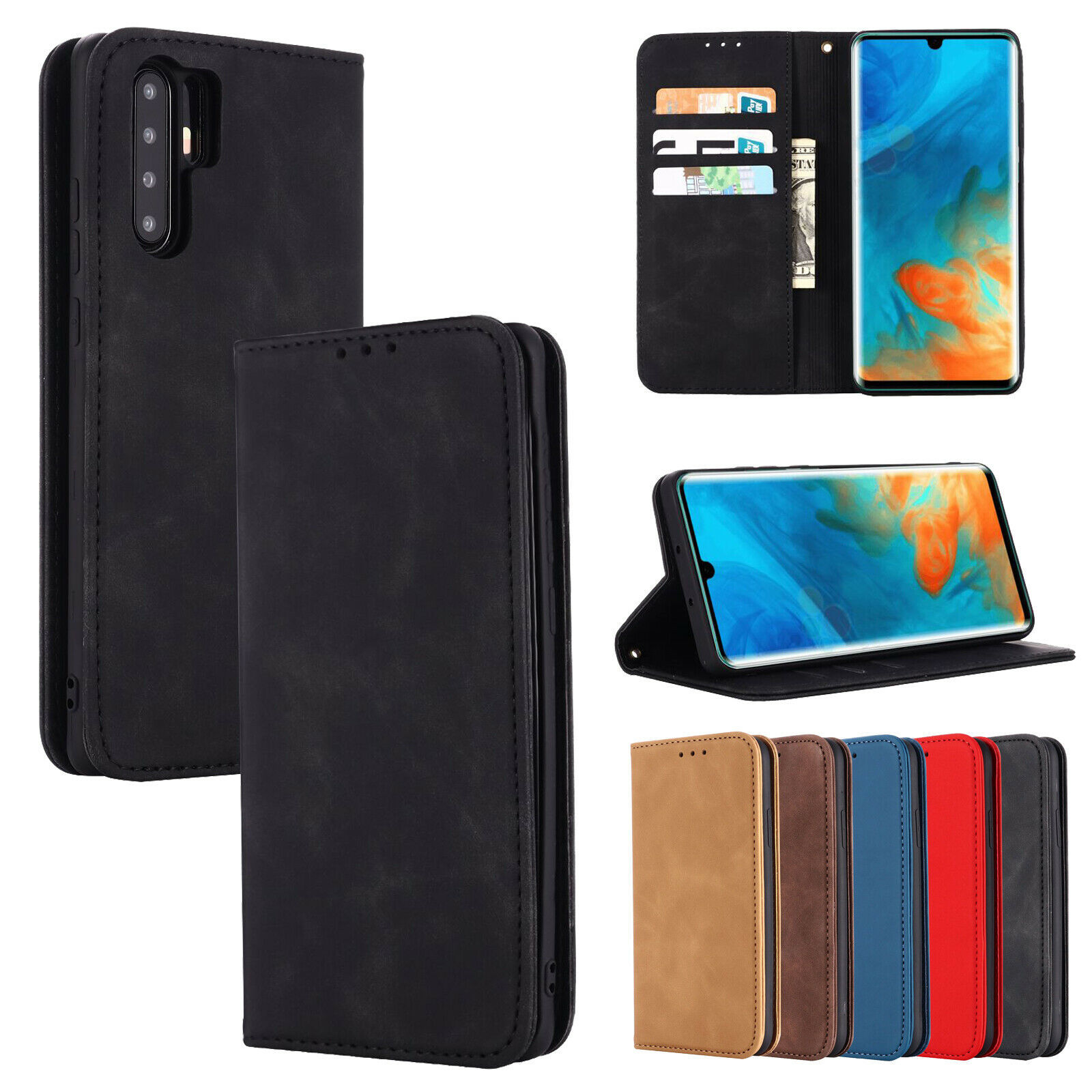 Magnetic Leather Case Wallet Flip Card Shockproof Cover For Huawei P30 Pro Lite - £49.05 GBP