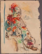Vintage Art F.A. Fazio Sad Clown Watercolor Painting and Pen Drawing tob - £249.27 GBP