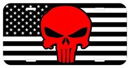 Punisher Skull Flag Red Bow License Plate Tag For Cars Suvs Lady Punisher - £7.16 GBP