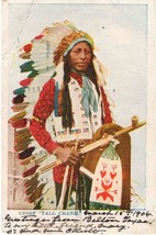Original 1906 postcard: Chief Tall Crane undivided back chromolithograph - $112.90 MXN