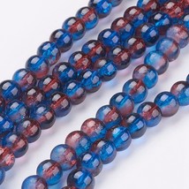 Z spray painted Crackle Glass blue  red Bead 6mm lot of 5  31 inch stran... - $195.96 MXN