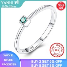 YANHUI Original 925 Sterling Silver VVS Green Gemstone Wedding Rings for Women M - £9.56 GBP