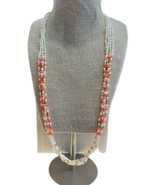 Freshwater Pearl and Coral 14k Yellow Gold 4 Strand Bead Necklace - £179.13 GBP