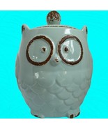 Owl Cookie Jar Canister Turquoise Blue Ceramic Cottage Core Farmhouse 8&quot;... - £18.36 GBP