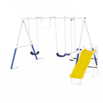 XDP Recreation Blue Ridge Play Outdoor Swing Set with Glider, 2 Swings &amp; Slide - $337.99