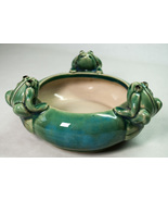 Green Ceramic 3 Frogs Bowl Planter 5-1/2&quot; Diameter P309SF Pottery - $342.12 MXN