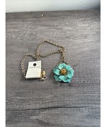 Coldwater Creek Necklace Blue Teal Bejeweled Pendant Gold Tone MSRP $49.95 - $34.57 CAD