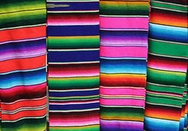 5X7 Ft. Multi-Colored Zarape Mexican King Blanket Decor Thows From Mexico New - £27.38 GBP