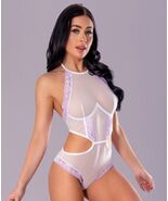 MAGIC SILK LINGERIE SHEER PASSION HALTER TEDDY WHITE SIZES S/M-L/XL - $31.99