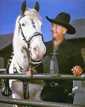 Gene Autry smiling pose in black hat with his horse 24x36 inch Poster - £23.22 GBP