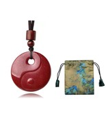  Feng Shui Tai Chi Necklace Red Cinnabar Zhu Sha Pendant Chinese Necklace  - $51.97 CAD