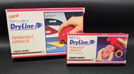 Vintage Dryline Liquid Paper Permanent Adhesive &amp; Refill Gillette West G... - £19.43 GBP