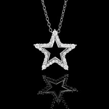 0.50CT Simulated Diamond Open Star Pendant 14K White Gold Plated Charm - £62.74 GBP