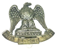 WWI/WWII  ROYAL SCOTS GREYS Waterloo Regiment Cap Badge - $37.05
