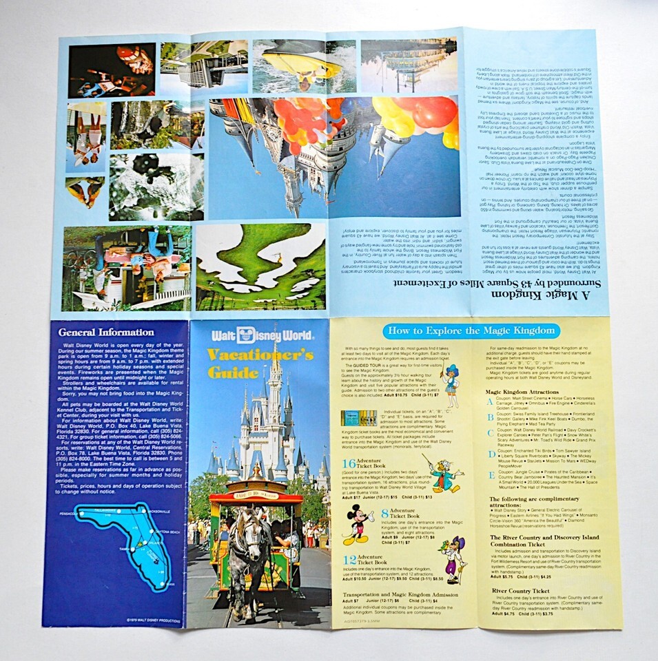 Lot 2 Walt Disney World 1979 Vacationer's Guide Brochures Polaroid Park Maps 70s Item image 3