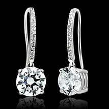 8mm Round Simulated Diamond Drop Dangle Hook Earrings 14k White Gold Over Silver - £61.74 GBP