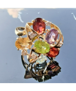 14K 585 YELLOW GOLD DIAMOND AND 7x5 mm.  MULTI GEMSTONE RING SIZE 5.75, ... - $8,988.04 MXN