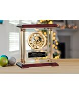 Glass 360 Degree Spin Gold Gear Personalize Engrave Clock Birthday Anniv... - €147,69 EUR