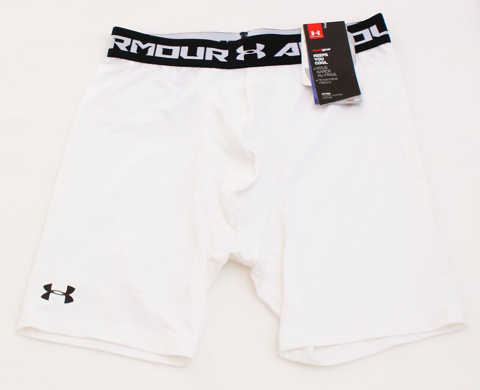 Under Armour White Fitted Base Layer Short Youth Boy's Size L - $29.69