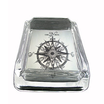 Vintage Compass Glass Ashtray D5 4&quot;x3&quot; Nautical Navigation High Seas - £38.80 GBP