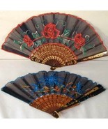 6 PC SILK EMBROIDERED FANS gift hand fan oriental decor folding new fold... - $9.08 CAD