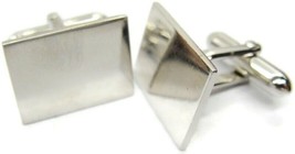Signed Swank Polished Stainless Steel Silver Tone Cufflinks Rectangle - £15.76 GBP