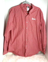 KA Knights Apparel Mens Sz L Button Up Red Gingham Shirt Nebraska Cornhu... - £15.31 GBP