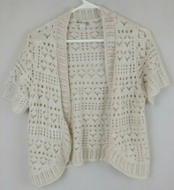 World Unity Woman&#39;s Open Knit White Sweater Shawl Size Medium - £9.91 GBP