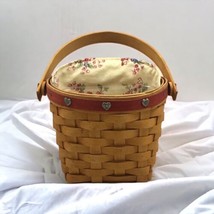 Longaberger 2001 Sweetheart red love notes basket with Liner and protector - $24.70
