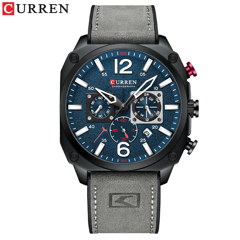 CURREN   Men Brown  for Male   Dial Leather Clock Casual  Watch - £100.61 GBP