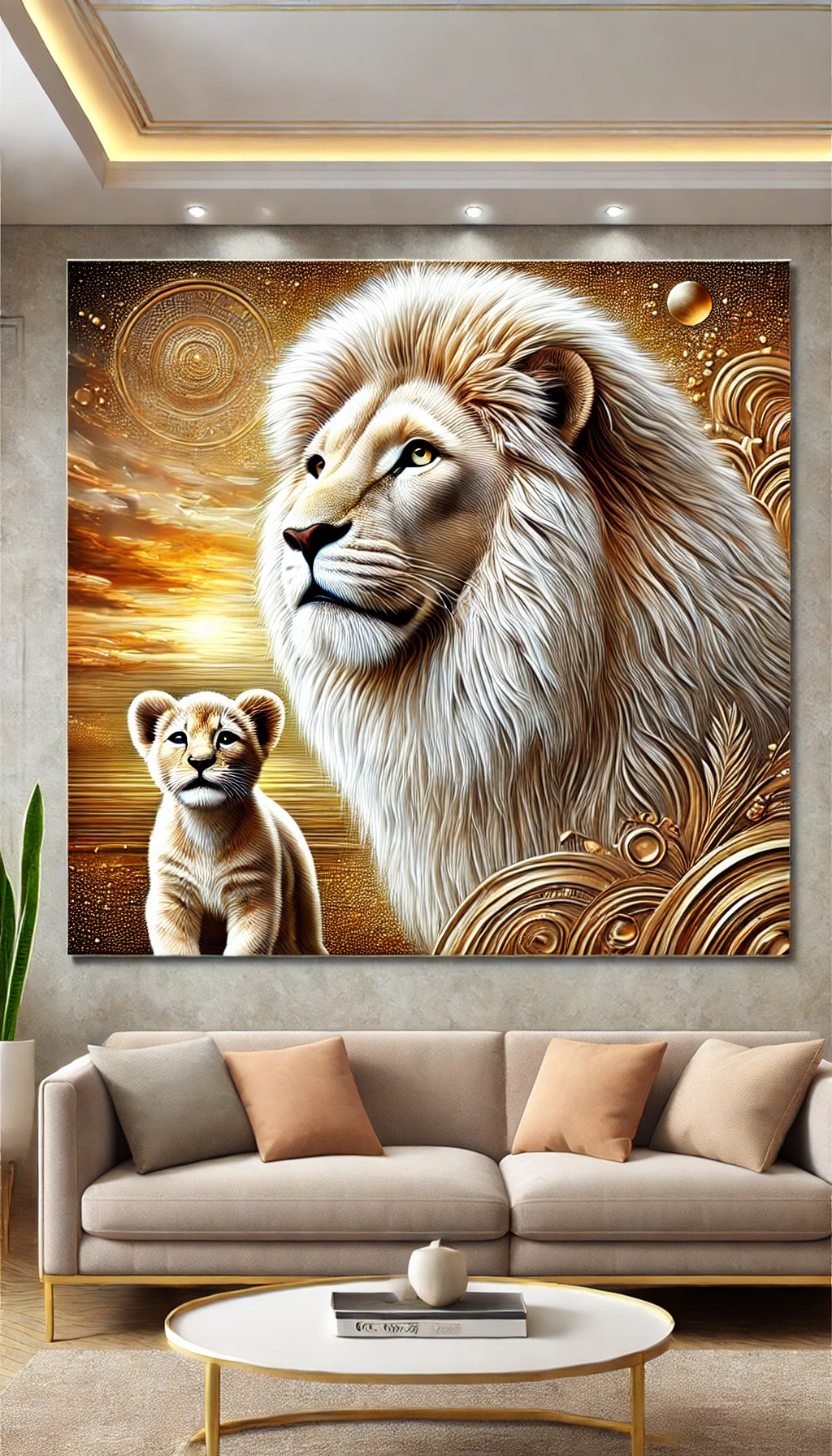 5D Lion Wall Art – Majestic Lion &amp; Baby Lion  - $15.00