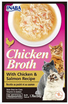 Inaba Chicken Broth with Chicken &amp; Salmon Recipe Side Dish for Cats - £3.16 GBP