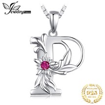 JewelryPalace Vintage Flowers Created Ruby Cubic Zirconia Initial P Pendant Neck - £18.04 GBP