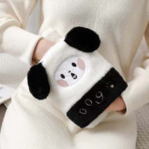 1L Hot Water Bag Dual Hands Plush Cute Hand Warmer, Style: Black and White Puppy - £13.43 GBP