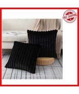Modern 16x16 Inch Black Faux Fur Pillow Covers - Fluffy Striped Design, ... - $448.06 MXN