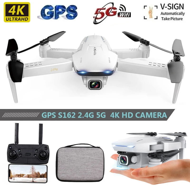 S162 RC Drone with Camera 4K Drone Adjustable Wide Angle 5G WIFI GPS Gesture FPV - £101.88 GBP+