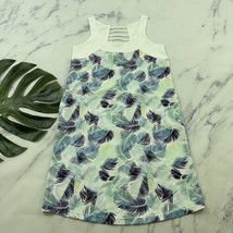 Carve Designs Tropical Leaf Print Shift Dress Size XS Blue Green Pockets Strappy - £21.64 GBP