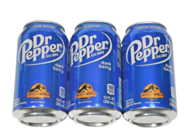 NEW unopened 4 cans Dark Berry Blue Dr Pepper Limited edition Jurassic W... - $34.64