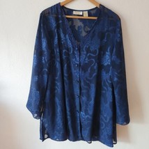 Vintage Victoria’s Secret Nightgown Coverup Floral Lace Dark Blue Dainty Sheer - £31.96 GBP