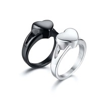 Heart Pet Cremation Ash Urn Memorial Keepsake Ring Stainless Steel Women Jewelry - £9.23 GBP