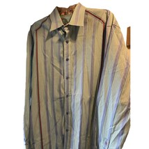 Robert Graham Men’s XL Green Striped Long Sleeve Button Down Cotton Shirt - £31.91 GBP