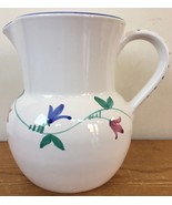 Vtg Italian Handpainted Floral Glazed Small Ceramic Water Pitcher Creame... - £29.89 GBP