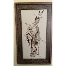 Western Art Antique Native American Indian Chief Oil Signed Painting - $2,227.50