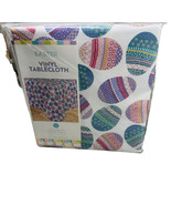 Easter Eggs Pattern Vinyl Tablecloth 60” Round Table 4-6 Seats - $27.00 CAD