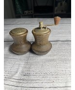 Vintage Set P.B. Italy Wooden Salt Shaker &amp; Pepper Mill Grinder 3.5” Tall - $24.68 CAD