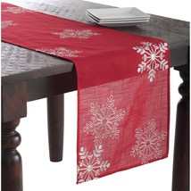 70196 1-Piece Snow Crystal Runner Oblong Tablecloth, 16 By 70-Inch, Red - $25.99