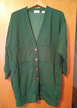 000 VTG Women&#39;s Classic Expressions 18W Green Button Up Sweat Shirt Jacket  - £10.72 GBP