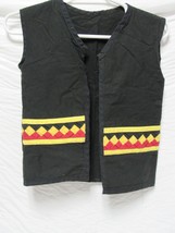 Native American Seminole Boys Medium Traditional Black Patchwork Reversible Vest - £63.69 GBP